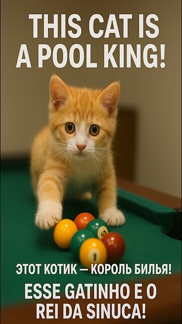 🎱 This kitten has become the KING of pool! 🐱🔥