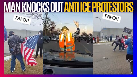 Man Knocks out a Crowd of Anti ICE Supporters