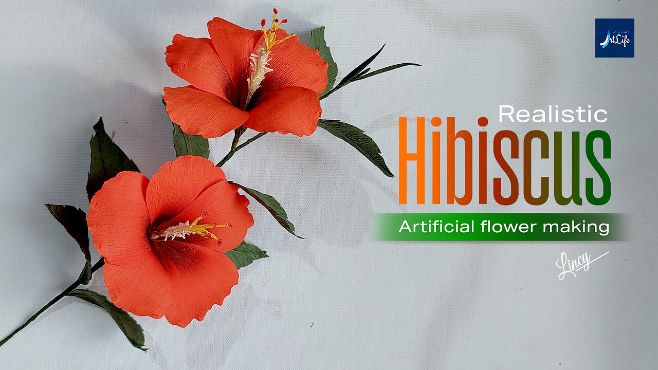 How to make hibiscus flower using crepe paper | Art | DIY | Artificial flower making step by step