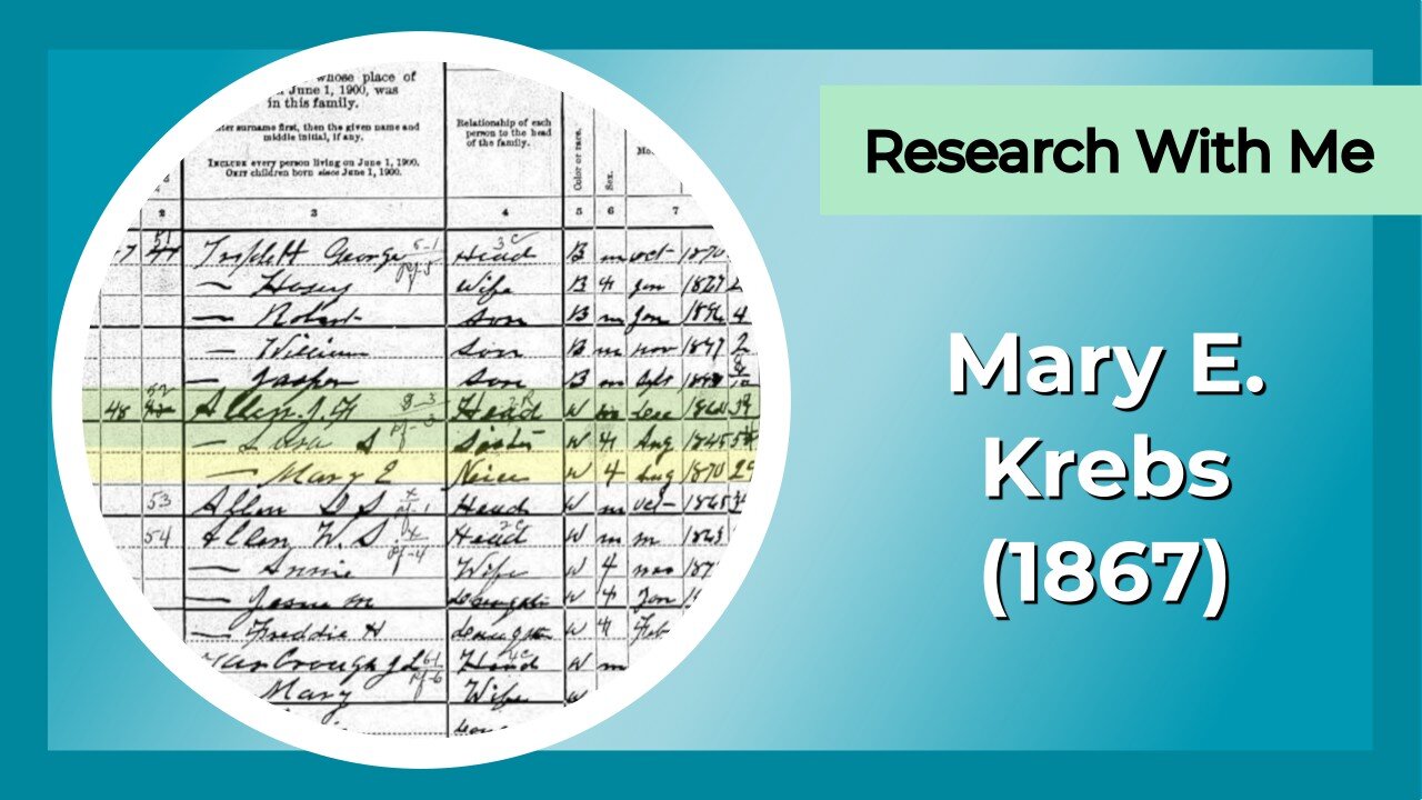 Research with me: Mary E. Krebs (1867)