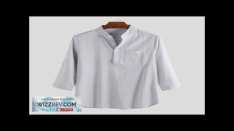 INCERUN Mens Shirts Linen Casual Roll Sleeve Loose Buttons Pullover Henley Shirts Review