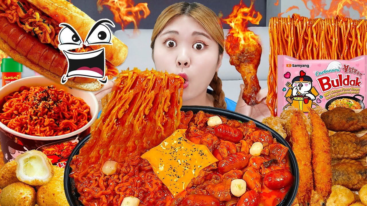 ASMR Mukbang 🍜 Spicy Noodles
