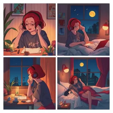 lucid-origin_Ilustração_digital_estilo_anime_lofi_dividida_em_quatro_quadros._Garota_jovem_-0.mp4