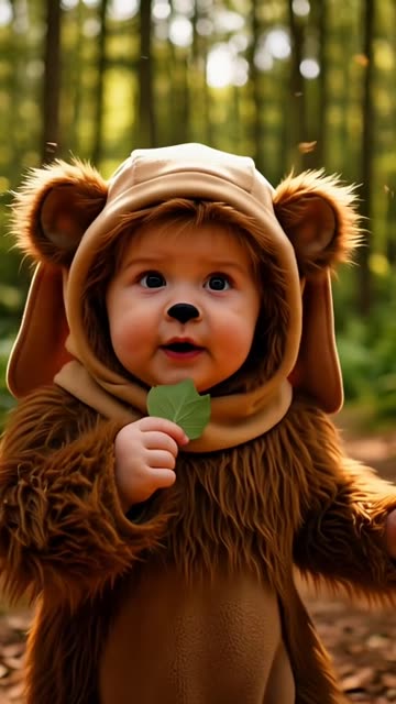 Baby dressed as Ewok