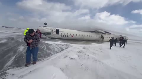 Delta flight carrying around 80 passengers crash lands at Toronto Pearson Airport