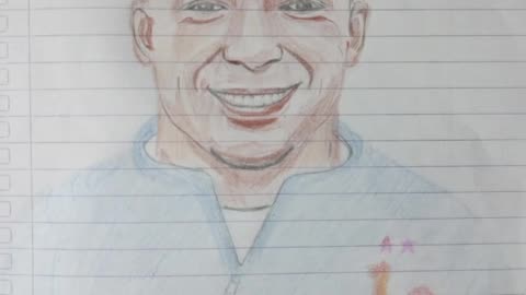 Drawing kliyan mbappe using a pencil