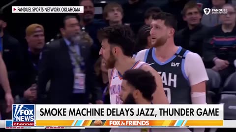 A malfunctioning smoke machine delayed the game as the Utah Jazz suffered a heavy