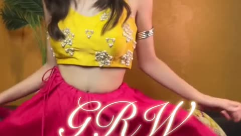 Amrood Yellow Satin Embroidery Lehenga | Navratri Outfit 2025 | USA | UK
