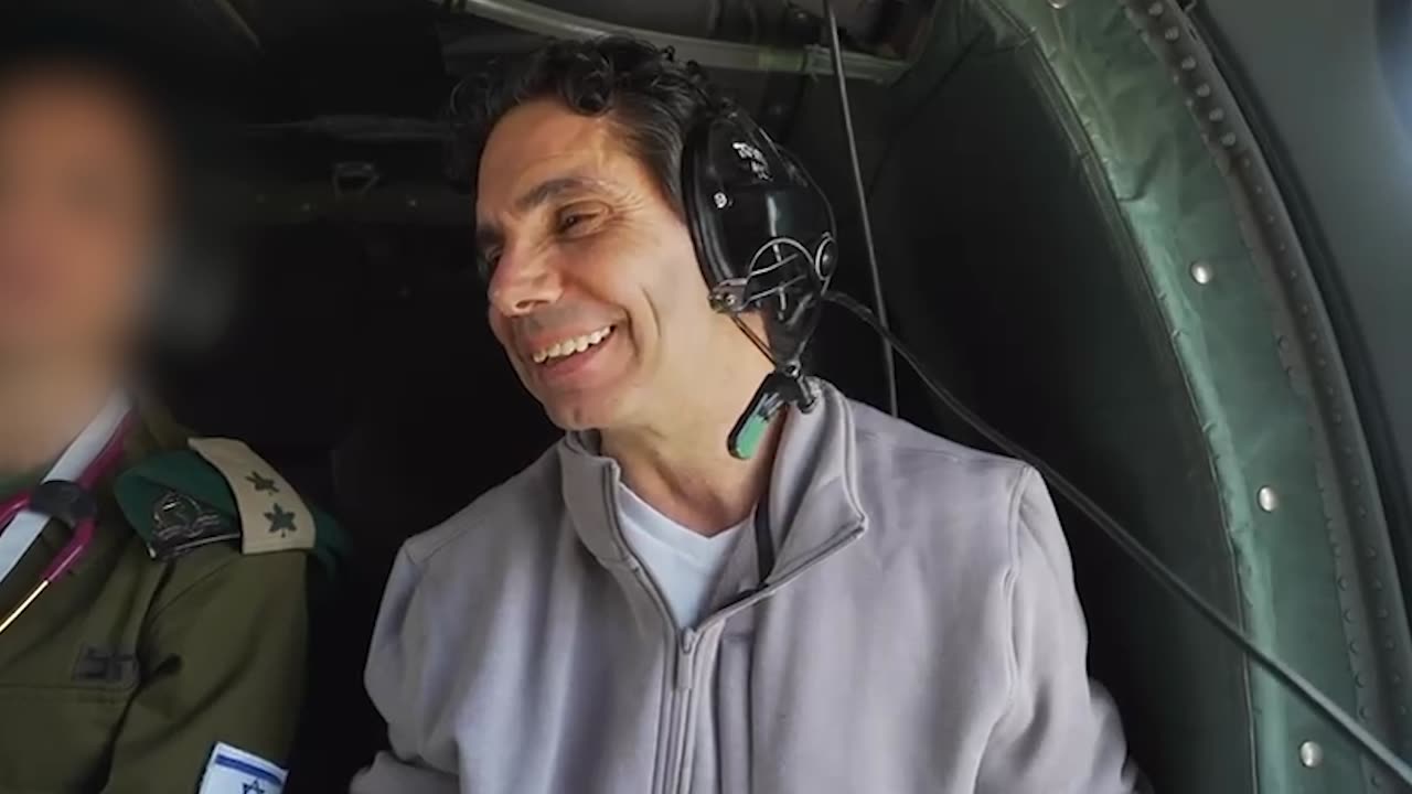 Ofer Calderon boarding the Israeli Air Force helicopter.