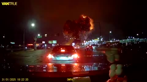 Dash Cam footage captures a huge explosion in Philadelphia caused by the jet