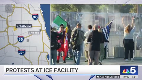 Clashes erupt during protests outside suburban ICE facility