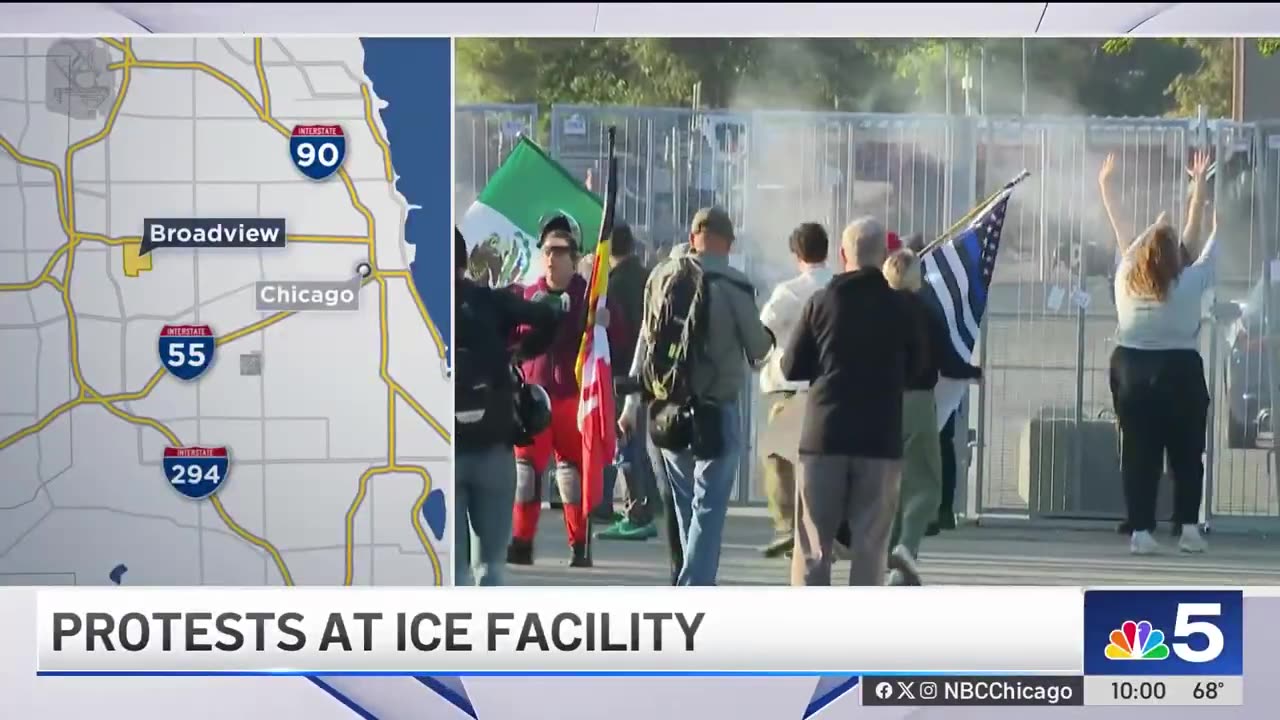 Clashes erupt during protests outside suburban ICE facility