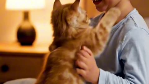 Pure happiness! 😍 The sweetest bond between a kid and his kitten will melt your heart 💕🐾