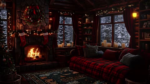 🎄 INSTANT COZY VIBES | Snowy Window Fireplace Sound for Deep Relaxation & Focus