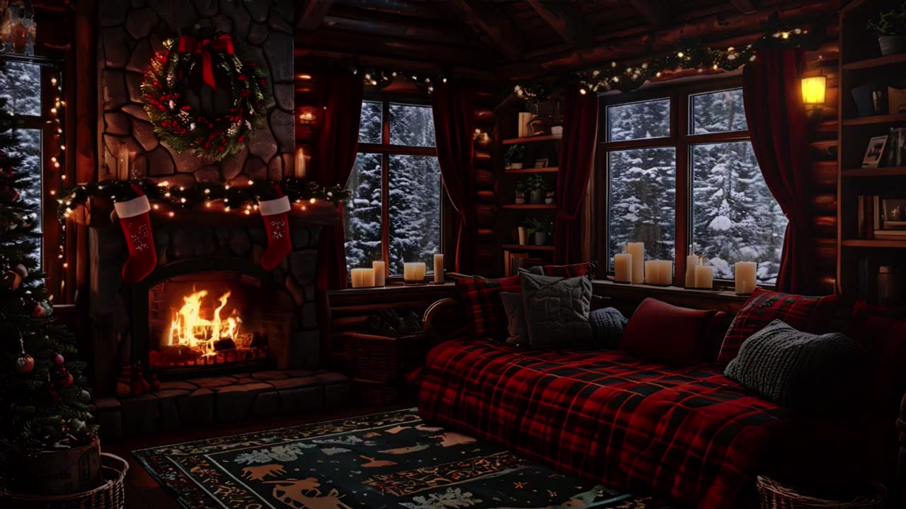 🎄 INSTANT COZY VIBES | Snowy Window Fireplace Sound for Deep Relaxation & Focus