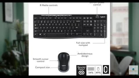 Logitech MK270 Wireless Keyboard and Mouse Combo for Windows, 2.4 GHz, 8 Multime