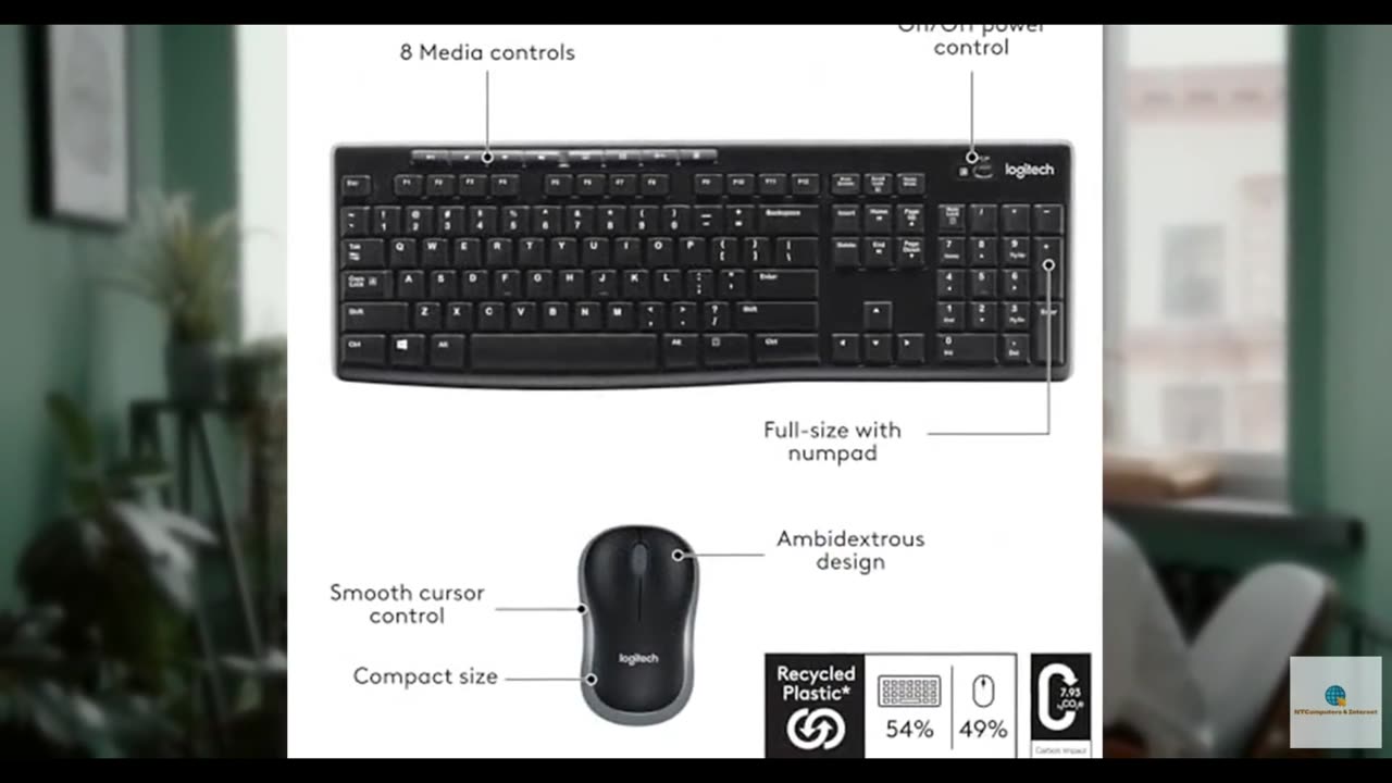 Logitech MK270 Wireless Keyboard and Mouse Combo for Windows, 2.4 GHz, 8 Multime