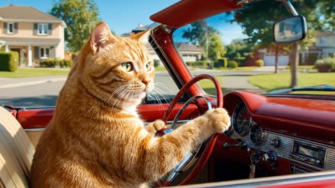 a cat drive a car