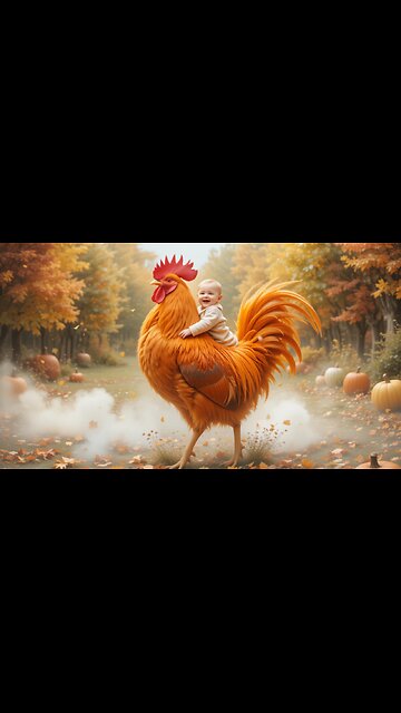 Joyful Baby on a Big Chicken Adventure! 🐔🍁😊