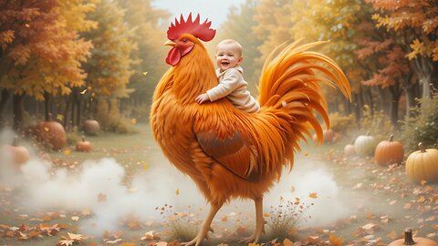 Joyful Baby on a Big Chicken Adventure! 🐔🍁😊