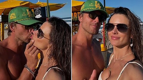 "Alessandra Ambrosio’s Sweet Beach Kiss with Buck"