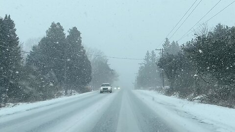 Heavy Snowfall Drive in Canadian Countryside - Southern Ontario Expect Significant Snow