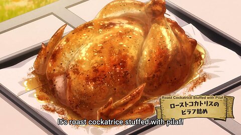 making roast cockatrice stuffed with pilaf | Campfire Cooking in Another World with My Absurd Skill