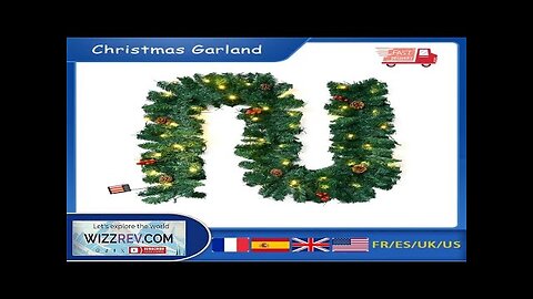 2.7M Christmas Garland with Lights for Stairs Fireplace Xmas Decorated Garland Ornament Review