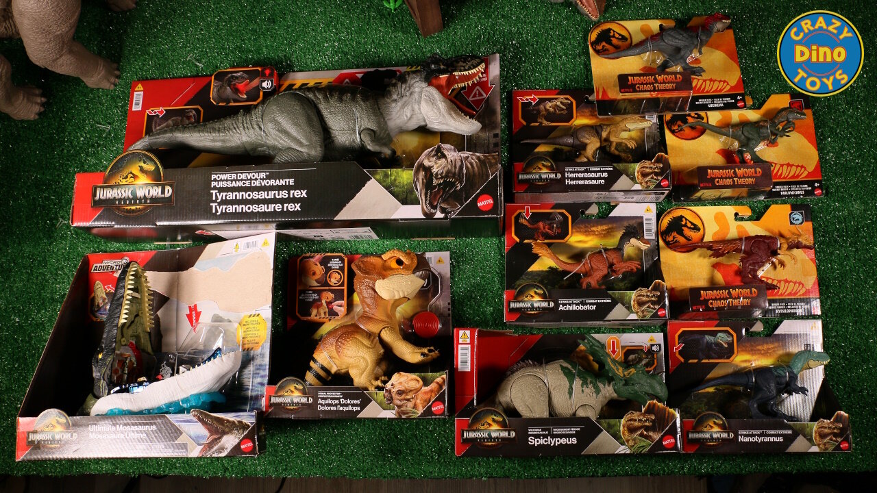 10 New Jurassic World Rebirth Dinosaur Toys Phase 2 Unboxed Power Devour Tyrannosaurus Rex Mattel