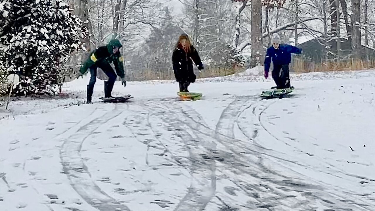 Snow Day 2025 - Will I Sled Into The Pond?