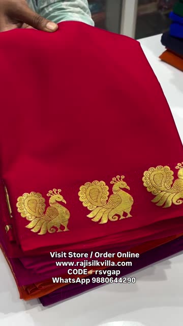 Pure Mysore Silk Sarees Gap Peacock Border ₹8999- Visit Store Order Online