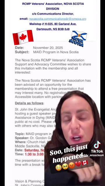 Nova Scotia has sent an email having a doctor push veterans into assisted suicide.