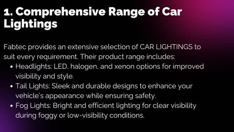 Buy CAR LIGHTINGS Online – Fabtec