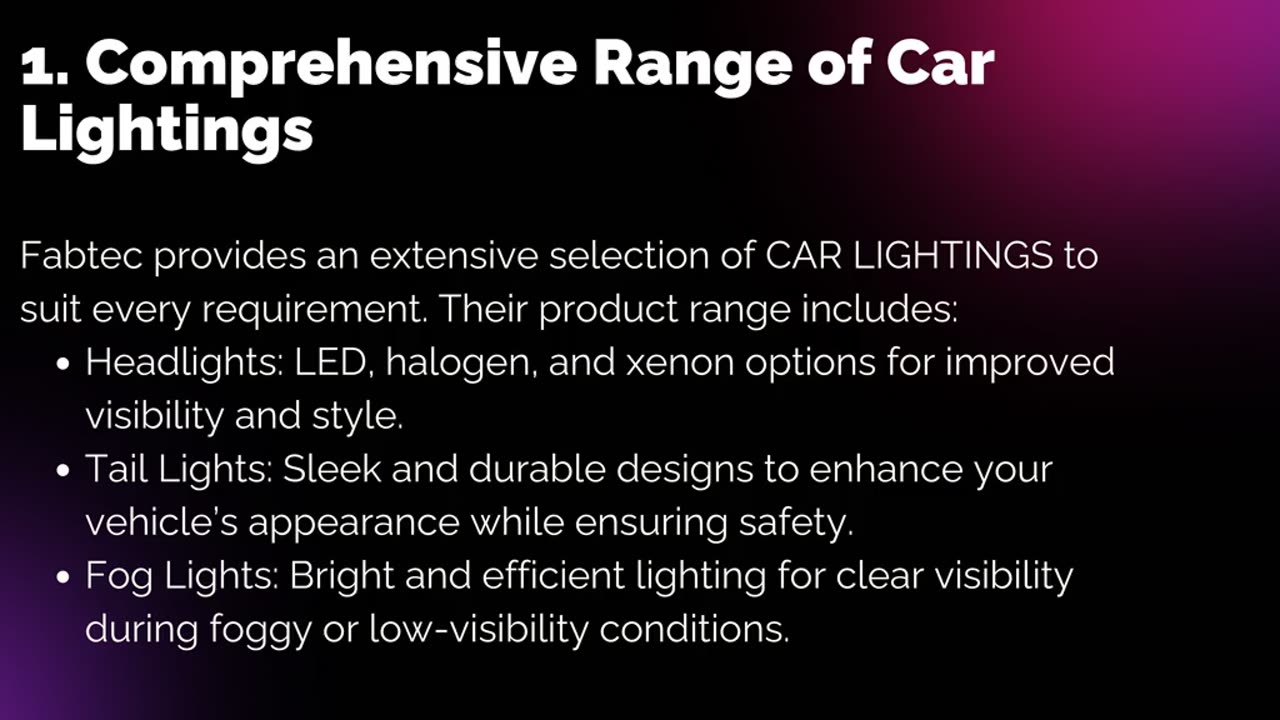 Buy CAR LIGHTINGS Online – Fabtec