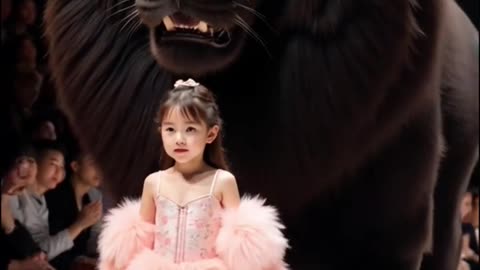 Majestic Black Lion Stuns in Unique Fashion Catwalk Moment #agt #lion #fashionshow