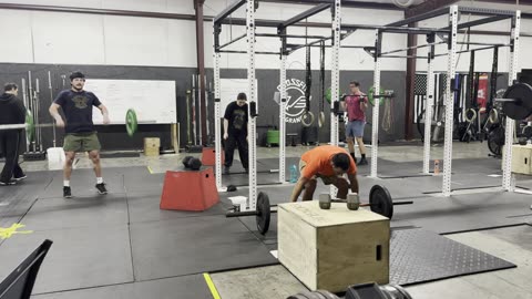 EMOM15 Db Step Ups 40lbs/20", HPCs 75lbs, Rest