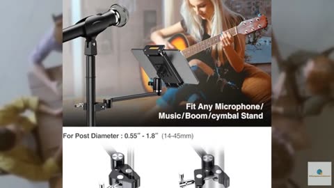 elitehood 12in Extra Long Arm iPad Mic Stand Mount, 360° Adjustable iPad Holder