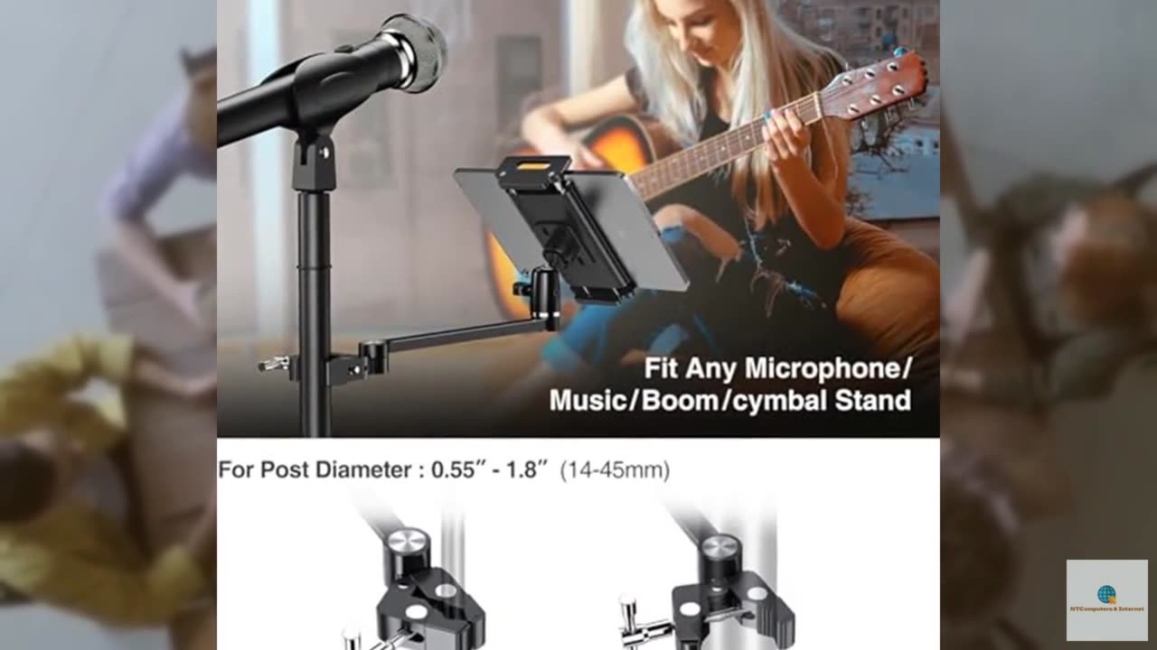 elitehood 12in Extra Long Arm iPad Mic Stand Mount, 360° Adjustable iPad Holder