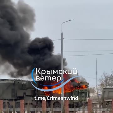 Russian S400 SAM Radar On Burning On Side of Highway in Crimea