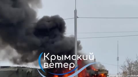 Russian S400 SAM Radar On Burning On Side of Highway in Crimea