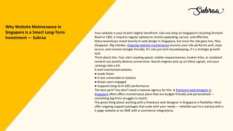 Why Website Maintenance in Singapore Is a Smart Long-Term Investment