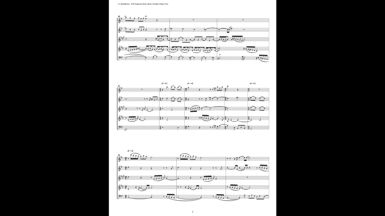 J.S. Bach - Well-Tempered Clavier: Part 2 - Prelude 05 (Woodwind Quintet)