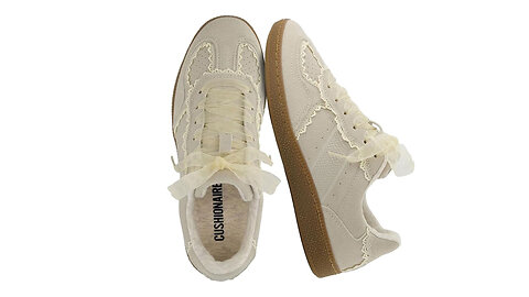 Women’s Lace Detail Casual Sneakers – Elegant Ribbon Lace-Up Shoes with Memory Foam, Size: 6-11.