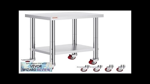 VEVOR 24x18x34 Inch Stainless Steel Work Table 3-Stage Adjustable Shelf with 4 Review