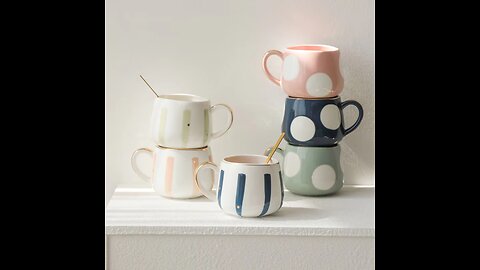 Stripe Speckled Ceramic Mug Coffee Cup