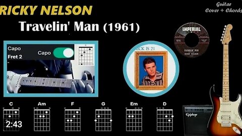 Travelin' Man - Ricky Nelson - Guitar Cover + Chords & Tabs On Screen