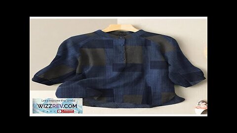 ZANZEA Plus Size Loose Fit Check Print Button Stand Collar 3/4 Sleeve Review