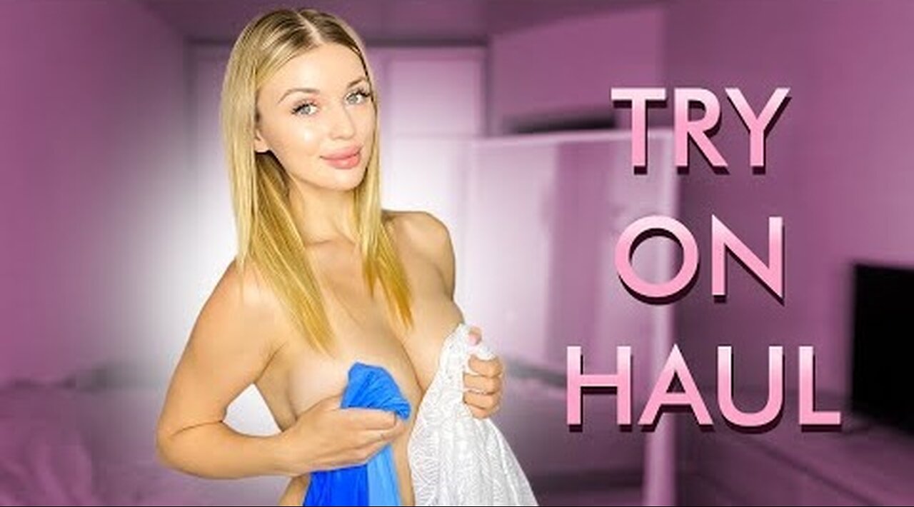 [4K USA] Blue Dress and White Robe TRANSPARENT | TRY ON HAUL | GET READY WITH ME | Emily | 2025