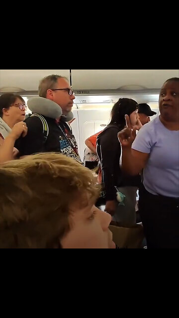 Una mujer interrumpe el desembarque de pasajeros de un avión