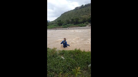 crazy man passed flood